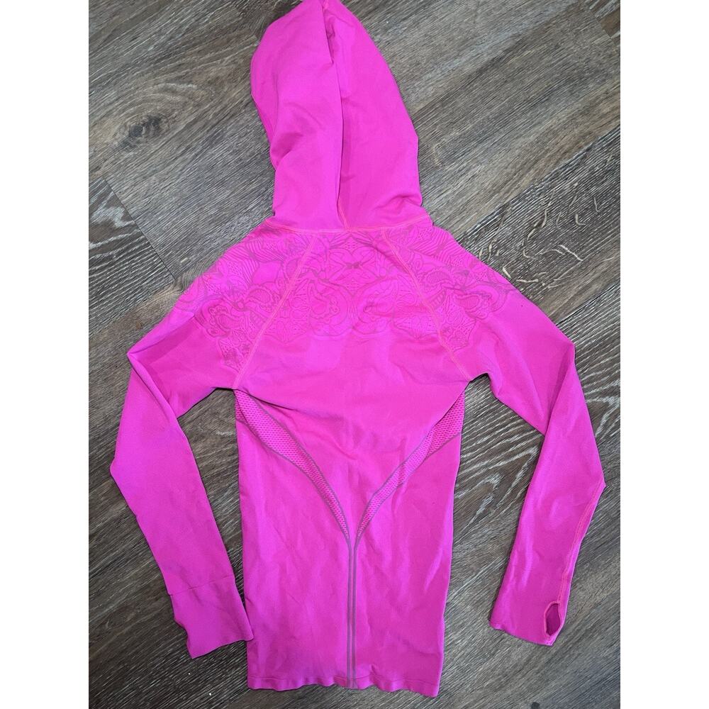Athleta Floral Jacquard Half Zip Hoodie Pink Athletic Top Women Medium - Picture 8 of 10